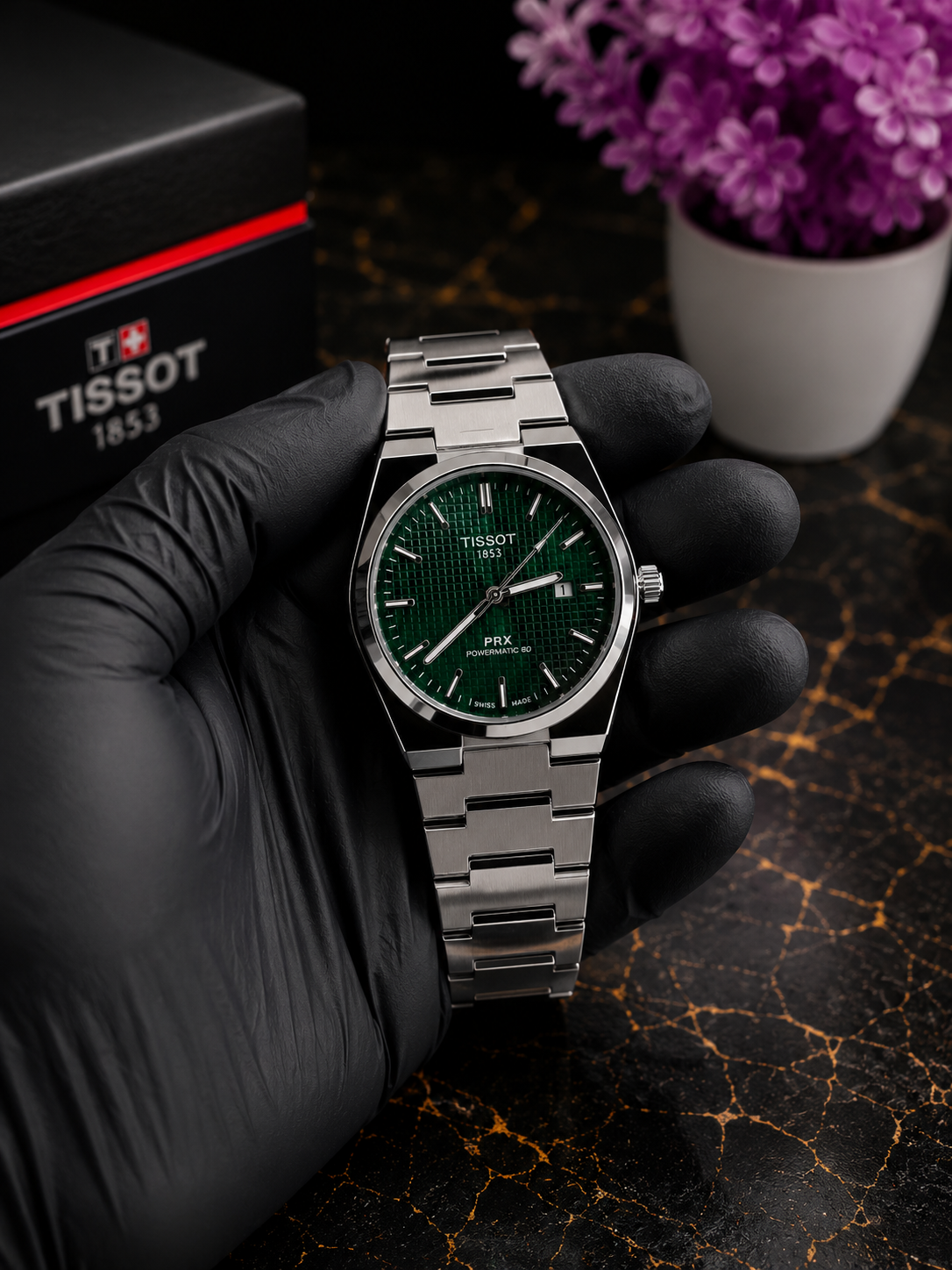 Tissot PRX Green Dial Stainless Steel Watch – Premium Automatic Style | Silver Bracelet | Men's Luxury Watch