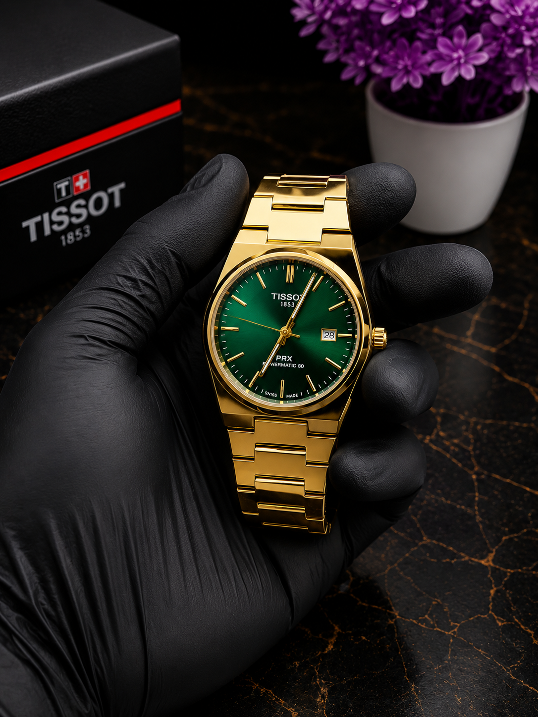 Tissot PRX Gold Green Dial Stainless Steel Watch | Premium Luxury Men's Watch