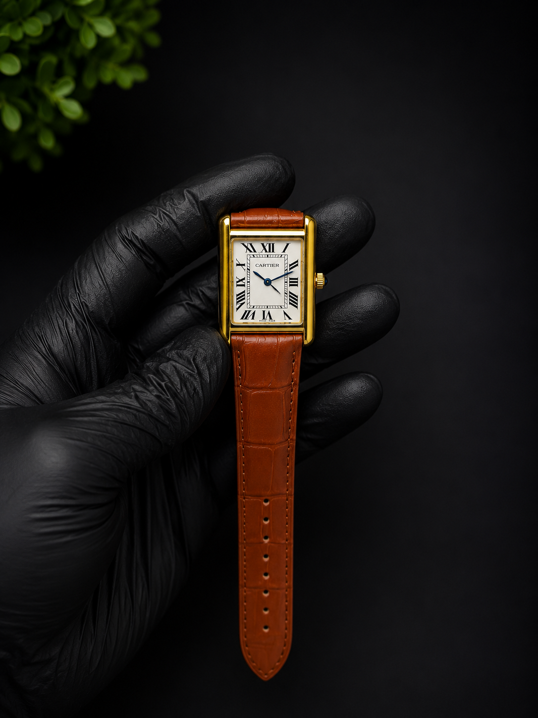AYVI Rectangular Rectangular White Dial Watch – Brown Leather Strap | Roman Numeral Analog Watch for Men