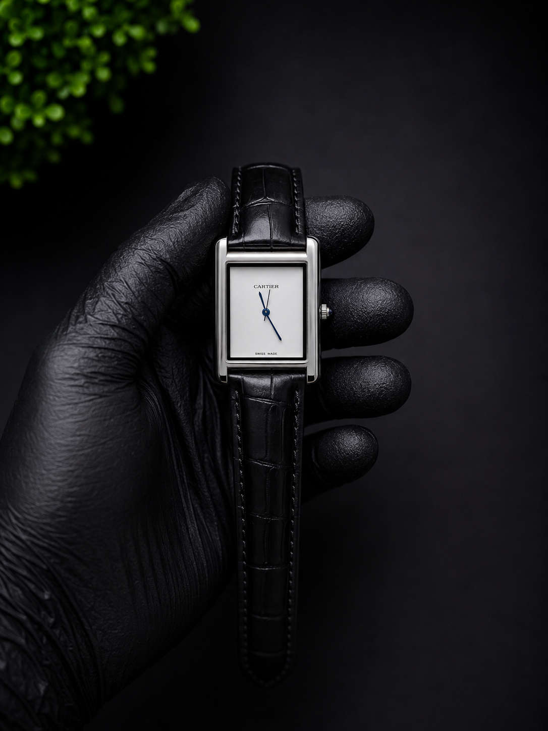 AYVI Rectangular Minimal White Dial Leather Strap Watch – Black | Ultra Slim Rectangular Dress Watch for Men