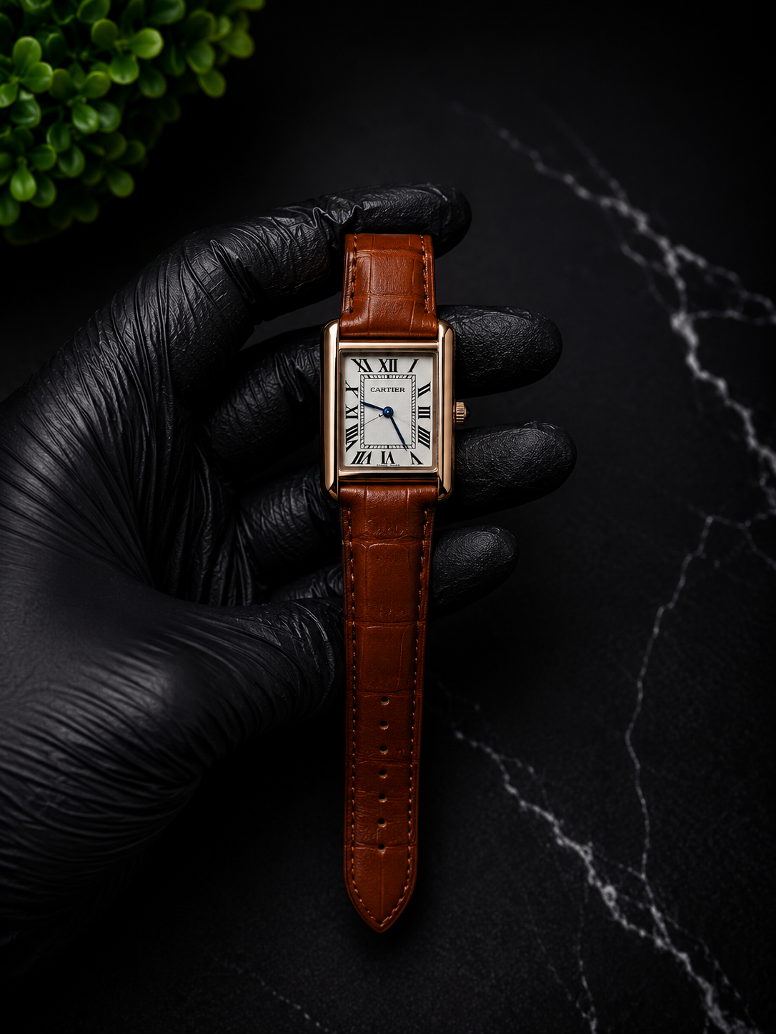 AYVI Rectangular Rose Gold Rectangular Watch – Brown Leather Strap | Roman Dial | Premium Men's Watch