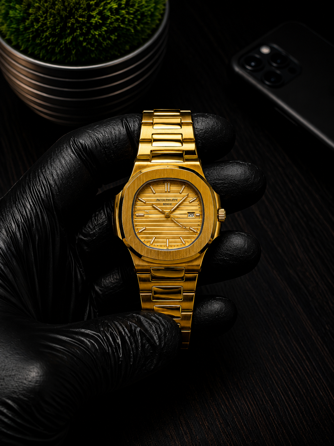 Patek Philippe Gold Stainless Steel Watch – Gold Dial | Premium Luxury Men's Watch
